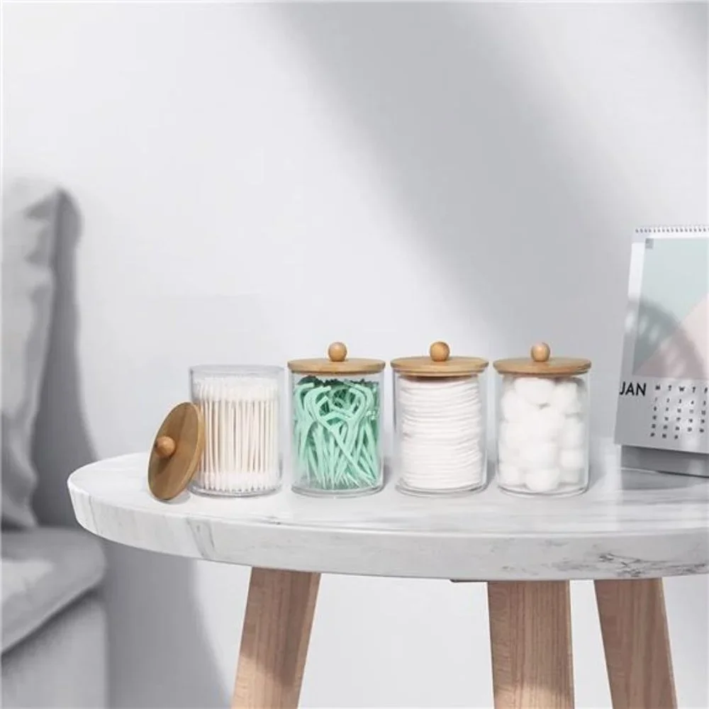 4 Pack Qtip Holder, 10-Ounce Bathroom Organizer Accessories Storage Containers - Picture 5 of 7